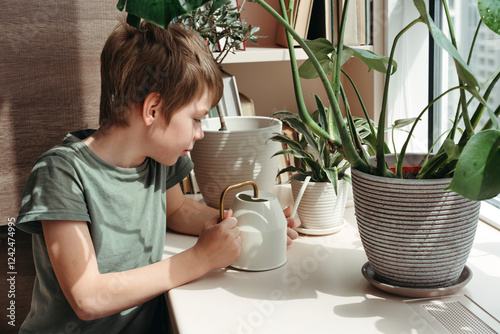 Child Caring for Indoor Plants photo