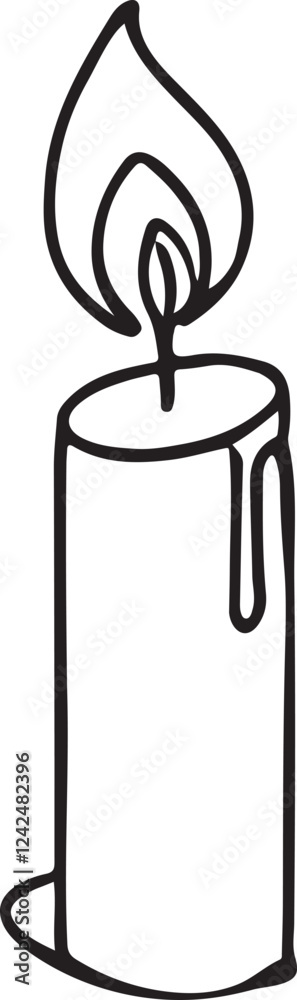 Elegant Line Drawing of a Burning Candle Elegant Line Drawing of a Burning Candle