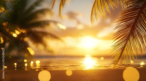 Golden Sunset Over Tropical Beach