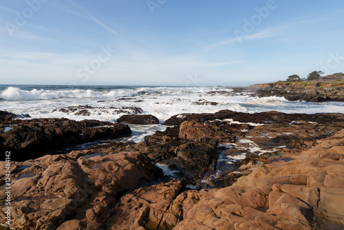 Waves along the coast in California