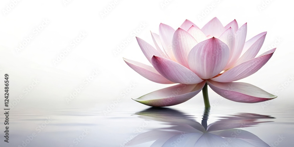 A serene and delicate isolated lotus flower in a pure white background with a subtle gradient effect, gradient, nature A serene and delicate isolated lotus flower in a pure white background with a subtle gradient effect, gradient, nature