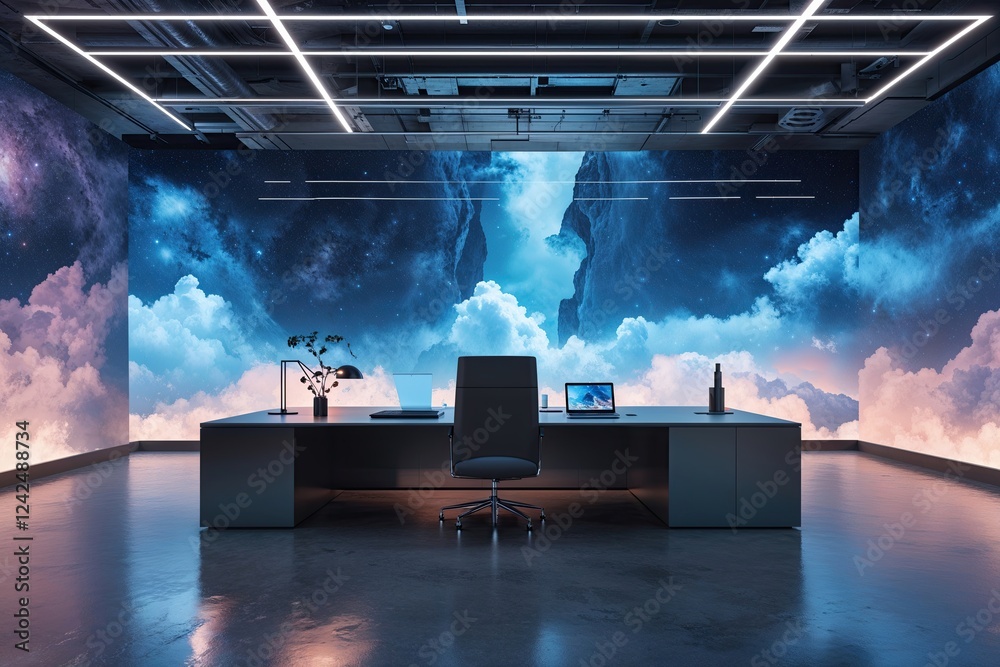 Fototapeta premium Stunning Modern Office Design with Dreamy Background Aesthetic