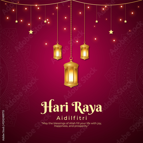 Vector illustration of Hari Raya Aidilfitri social media template