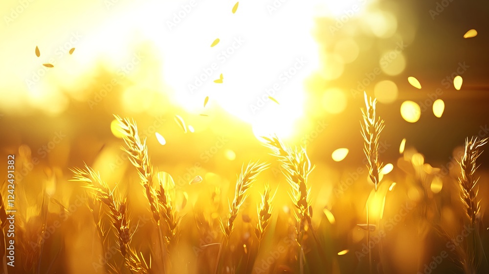 Fototapeta premium Golden Wheat Field at Sunset