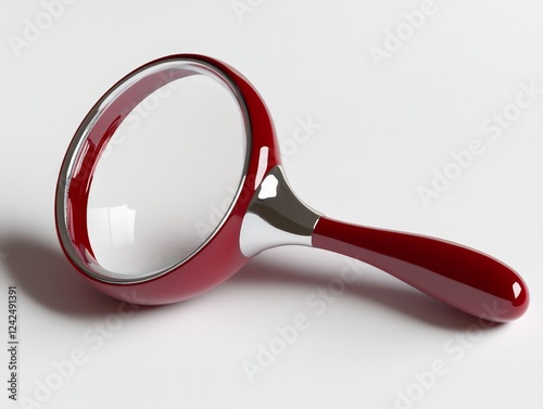 Red magnifying glass on white, search concept (1) photo