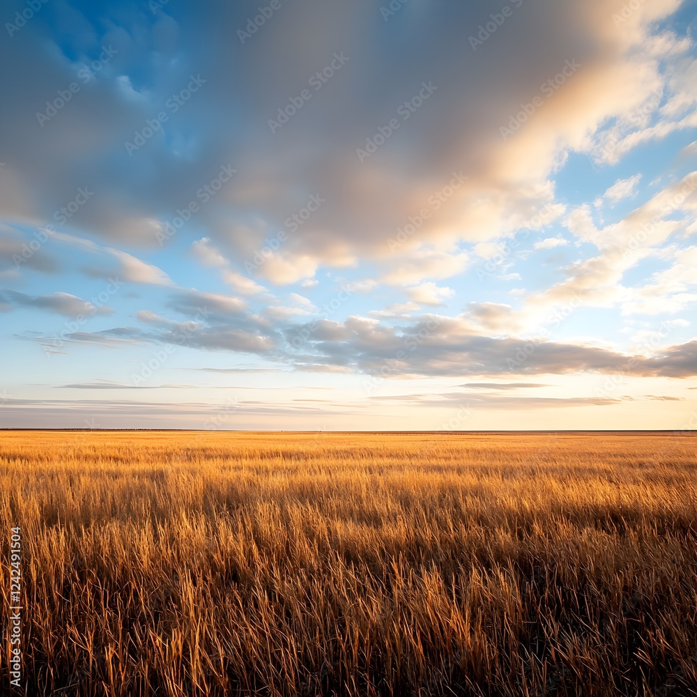Obraz premium Golden Wheat Field at Sunset