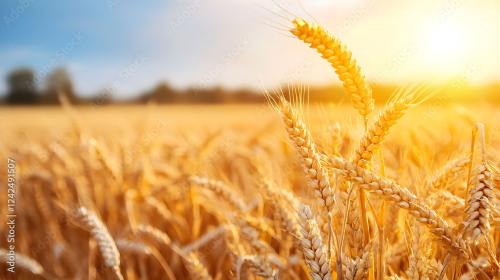 Fototapeta premium Golden Wheat Field at Sunset