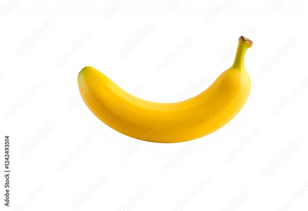 Single Yellow Banana on White Background Single Yellow Banana on White Background