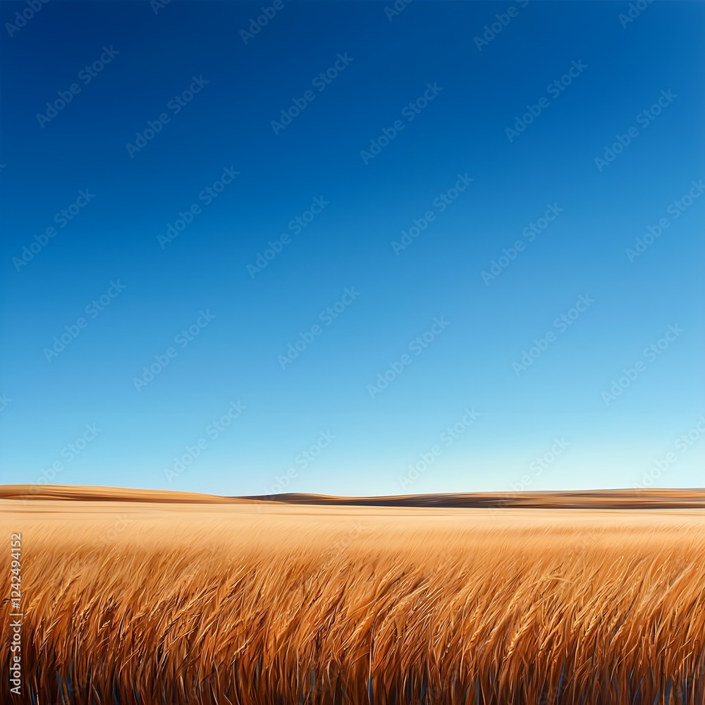 Golden Wheat Field Under a Clear Blue Sky Golden Wheat Field Under a Clear Blue Sky