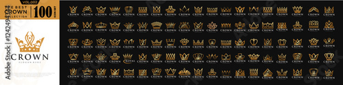 Crown icon set logo design. Crown sign collection. vector illustration