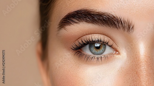 Close up of a woman s face with a perfectly arched eyebrow being filled in with a microblading pen showcasing the precision and of this popular beauty treatment photo