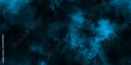 blue Fog and mist effect on black background, watercolor background concept design background with smoke, watercolor painted mottled blue background with vintage marble.