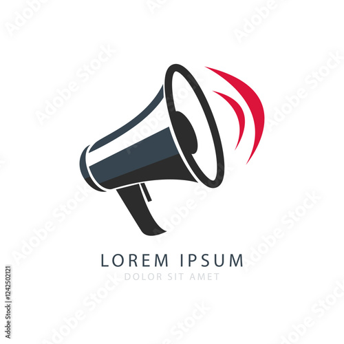 Megaphone Logo with Sound Waves, Vector Illustration. Isolated on White Background, Perfect for Marketing and Communication Concept Design