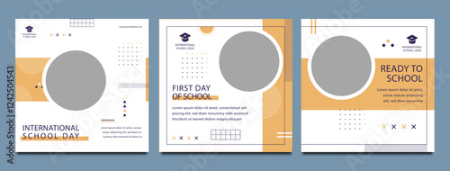 School admission social media post banner design. back to school social media post banner design set. Back to school admission promotion banner. school admission template for social media ad.