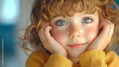 Gentle Caress of Curls A Soft Focused Toddler Portrait Capturing the Tender Moment of a Parent Tenderly Combing a Child s Curly Hair with Love and Care photo