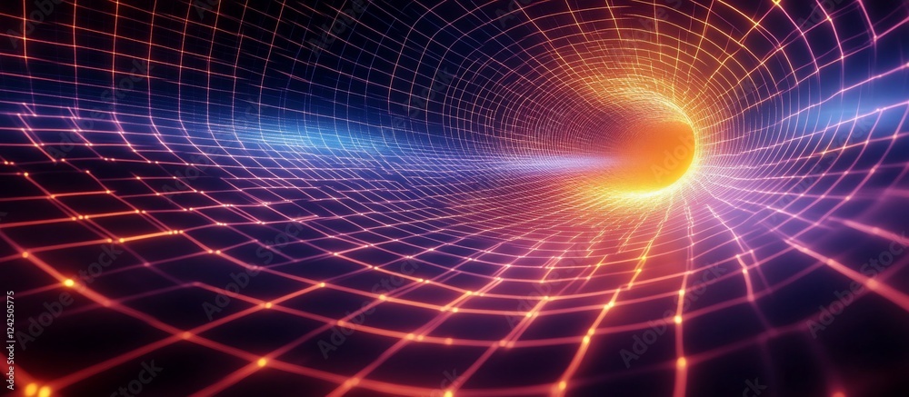Obraz premium Abstract representation of a vibrant tunnel with glowing lines and a radiant center, evoking motion