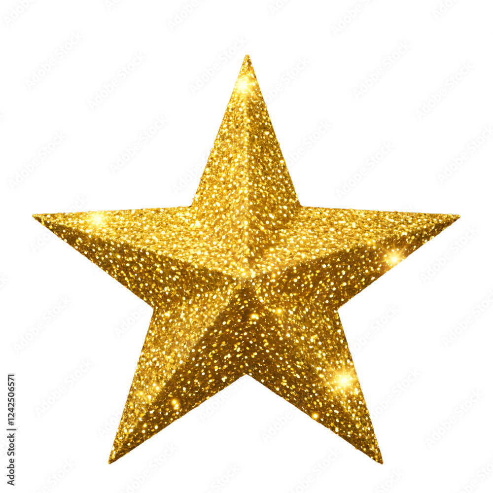 3D golden star with a metallic, reflective surface 3D golden star with a metallic, reflective surface