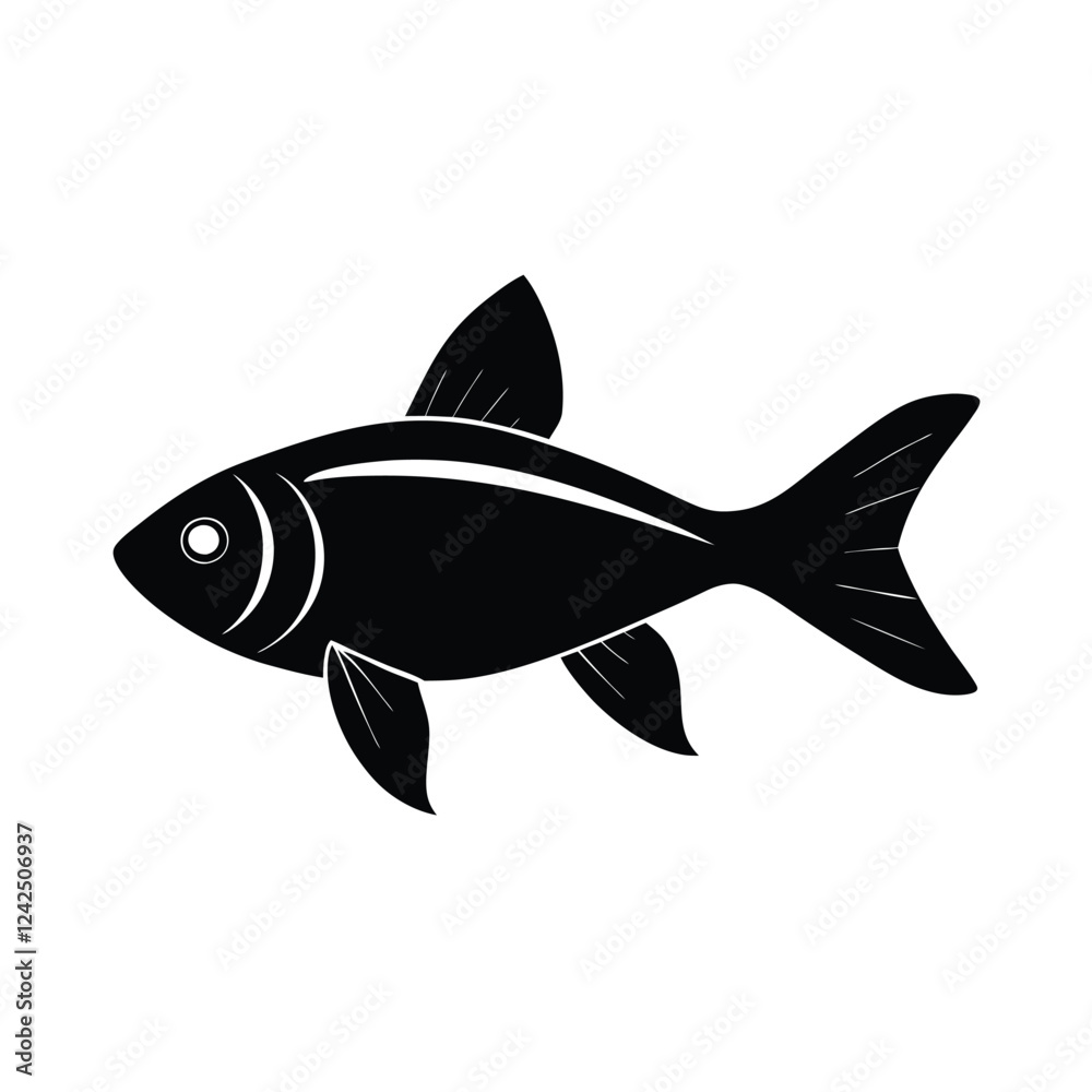 Congo Tetra Silhouette Vector Art and Congo Tetra Fish Black Color Design Congo Tetra Silhouette Vector Art and Congo Tetra Fish Black Color Design
