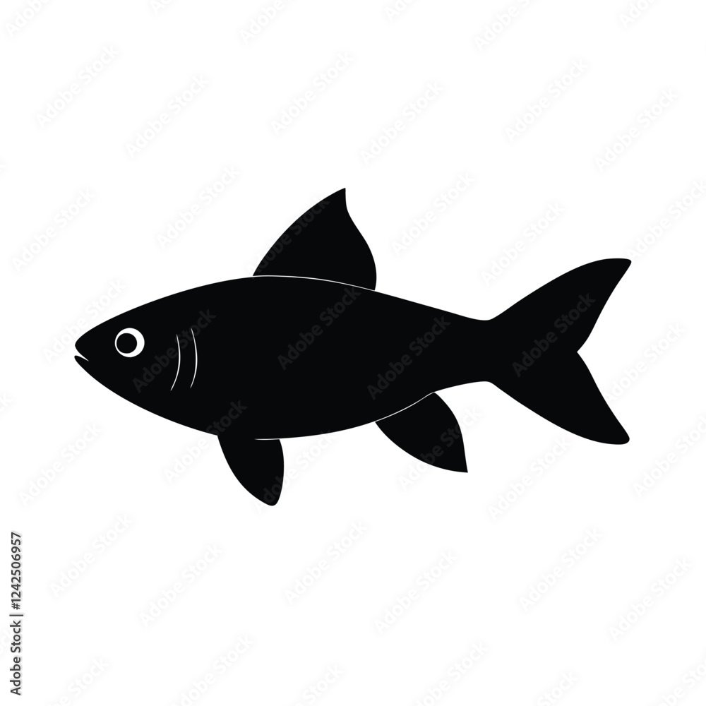 Fototapeta premium Congo Tetra Silhouette Vector Art and Congo Tetra Fish Black Color Design