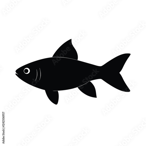Congo Tetra Silhouette Vector Art and Congo Tetra Fish Black Color Design