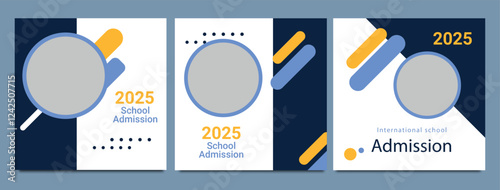 School admission social media post banner design. back to school social media post banner design set. Back to school admission promotion banner. school admission template for social media ad.