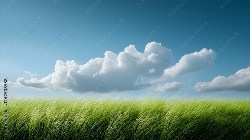 Green Grass Field Under Blue Sky with Clouds Green Grass Field Under Blue Sky with Clouds