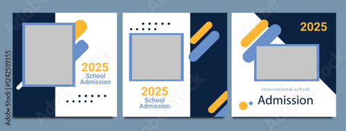 School admission social media post banner design. back to school social media post banner design set. Back to school admission promotion banner. school admission template for social media ad.