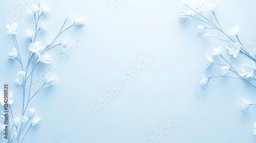 Pastel flowers, blue background, copy space, spring