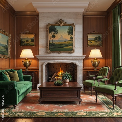 living room with fireplace