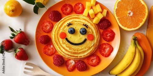 Wallpaper Mural A Delightful Breakfast Spread: Colorful Pancakes and Juicy Fruits Torontodigital.ca