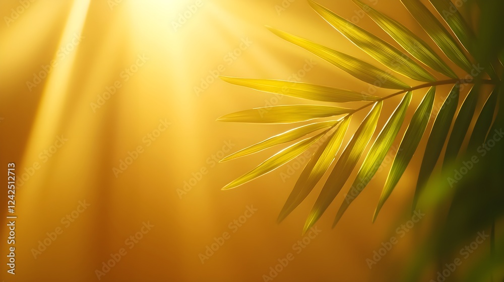 Fototapeta premium Green Leaf in Golden Sunlight