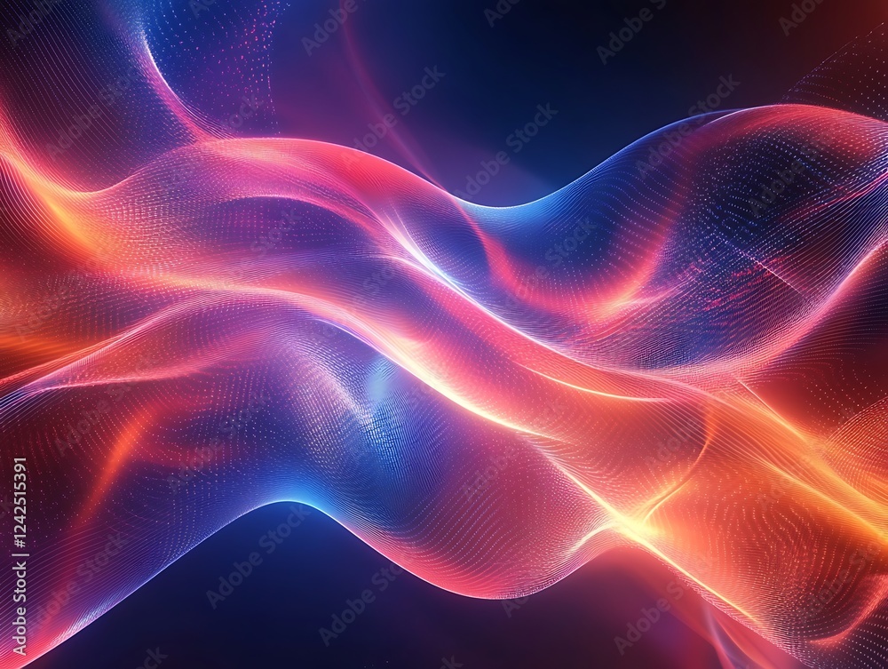 Obraz premium Abstract Glowing Light Trails with Vibrant Colors Creating a Futuristic Energy Wave Effect in a Dynamic Digital Motion Background for Modern and Tech Themes