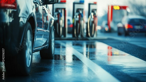 Wallpaper Mural Transportation breakdowns from fuel shortages. Featuring a stranded vehicle on a highway Torontodigital.ca