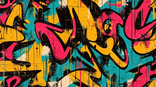 Wallpaper Mural A vibrant graffiti seamless pattern featuring a grunge texture. Torontodigital.ca
