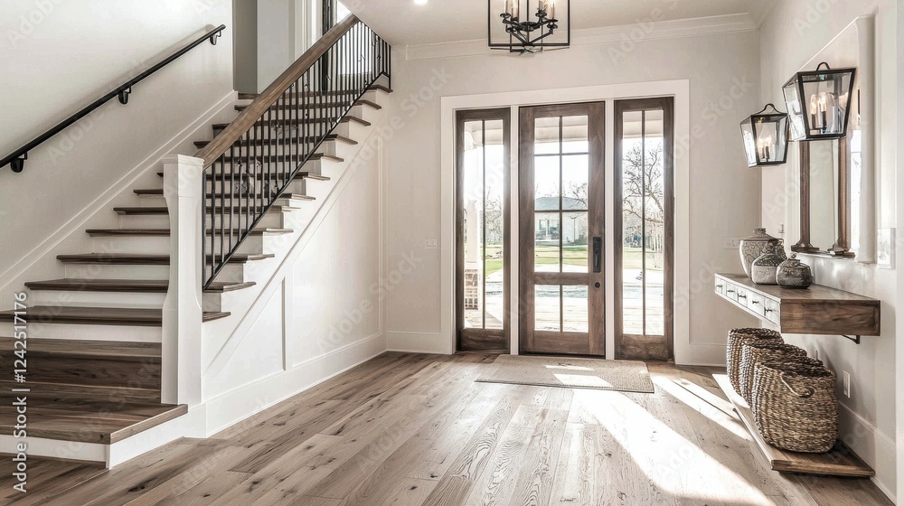 Bright and Airy Entry Foyer with White Walls Bright and Airy Entry Foyer with White Walls
