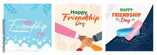 Happy Friendship Day illustrations with heartfelt messages and graphics.