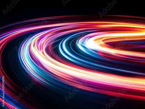 Abstract Glowing Light Trails with Vibrant Colors Creating a Futuristic Energy Wave Effect in a Dynamic Digital Motion Background for Modern and Tech Themes