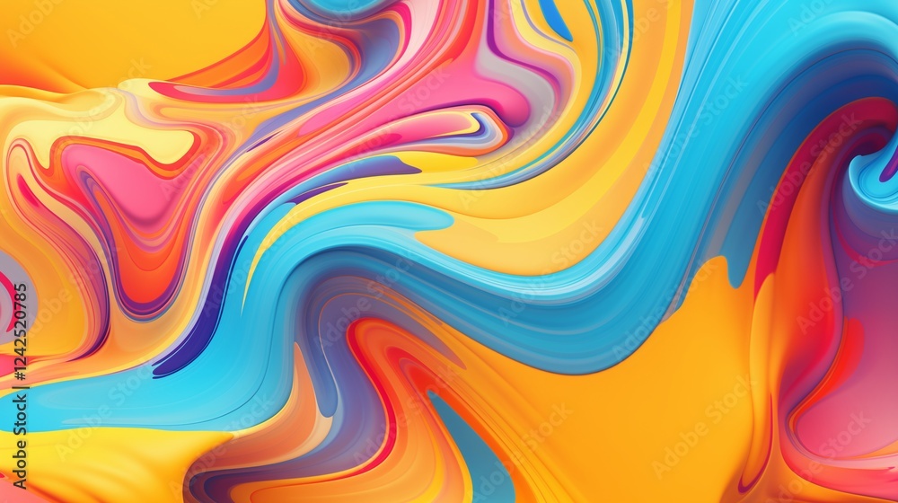 Obraz premium 3D isometric abstract fluid liquid paint background swirls, flowing liquid colors with smooth blending and a fluid artistic expression