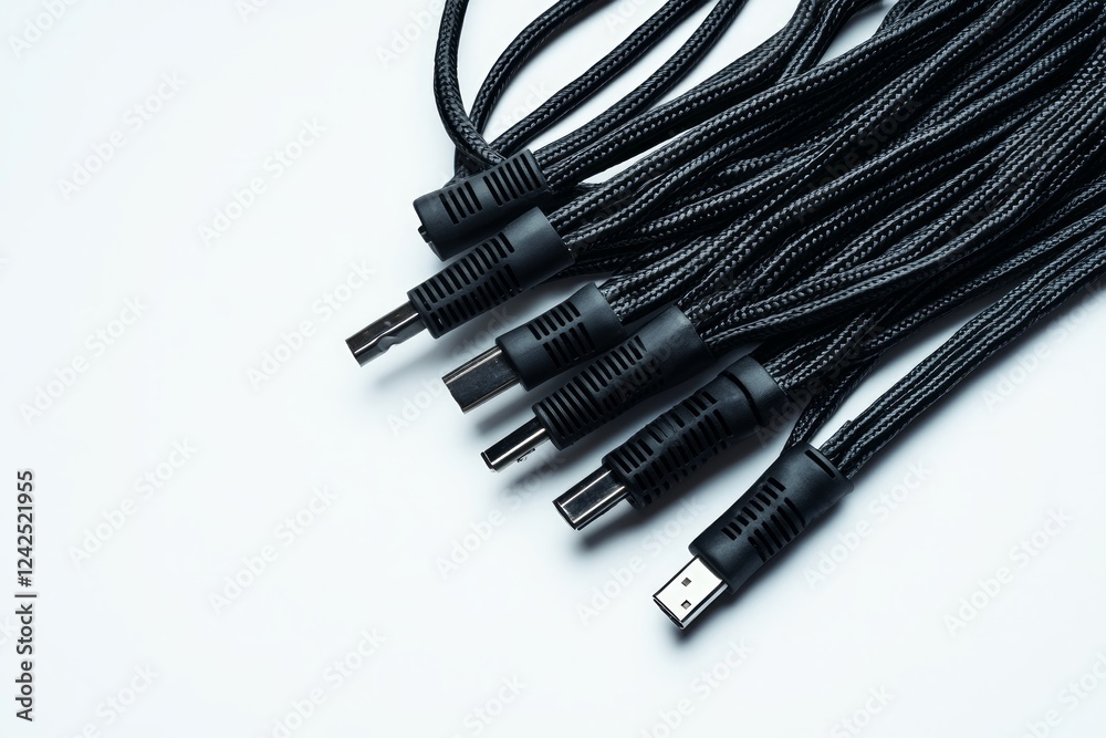 Intricate Network of Black Cables and Connectors: A Technological Tapestry Intricate Network of Black Cables and Connectors: A Technological Tapestry