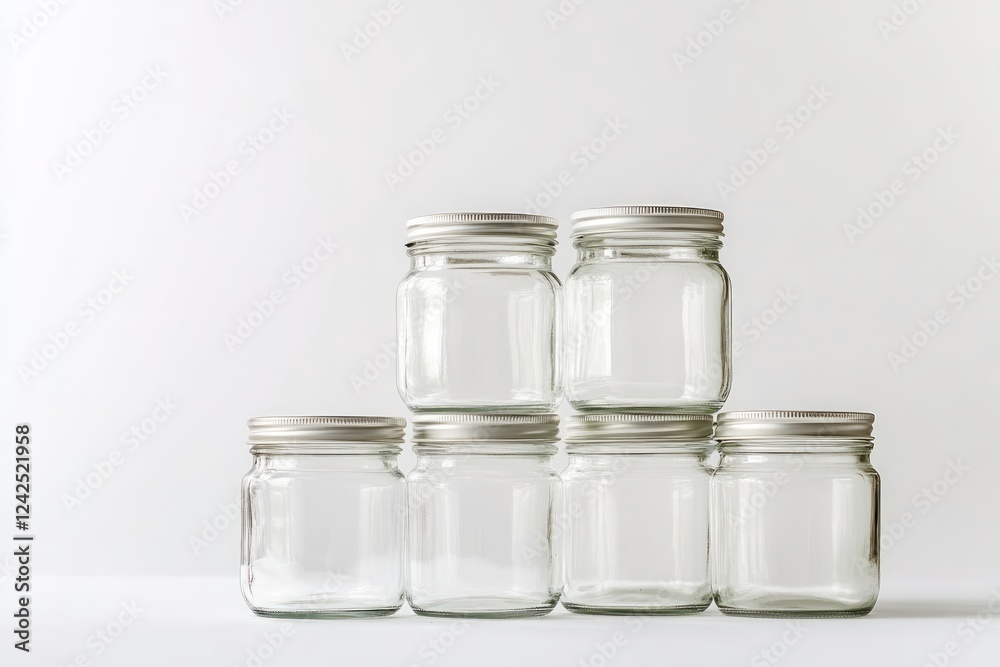 Elegant Empty Glass Jars with Silver Lids - Perfect for Storage and Home Decor Elegant Empty Glass Jars with Silver Lids - Perfect for Storage and Home Decor