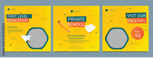 School admission social media post banner design. back to school social media post banner design set.