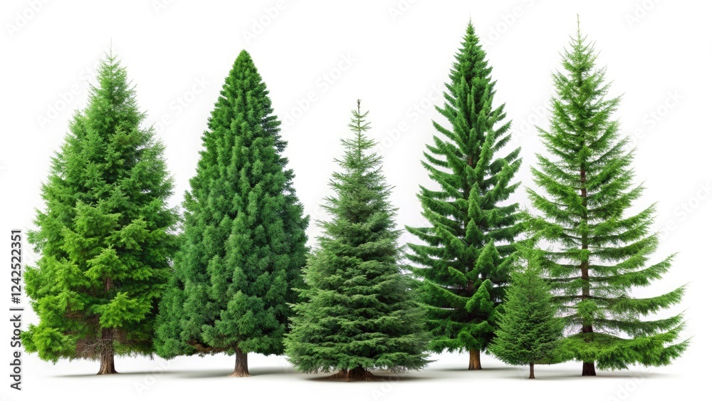 Evergreen Trees Collection on White Background - Perfect for Nature Lovers and Landscaping Designs, Showcasing Pine, Spruce, Cedar, and Fir in Various Shapes and Sizes Evergreen Trees Collection on White Background - Perfect for Nature Lovers and Landscaping Designs, Showcasing Pine, Spruce, Cedar, and Fir in Various Shapes and Sizes