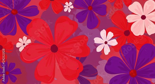 Bold Red and Purple Floral Background for Romantic Occasions