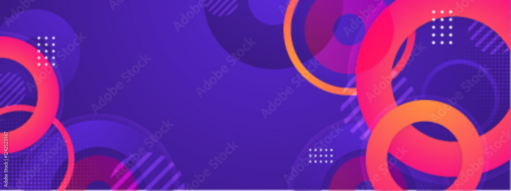 Fototapeta premium Purple gradient geometric background with vibrant overlapping circles and abstract designs, ideal for web design, print projects, or digital art applications