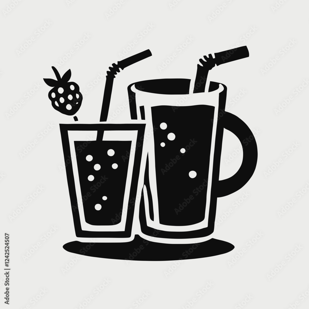 Obraz premium Smoothie Drink Silhouette in black on a white background