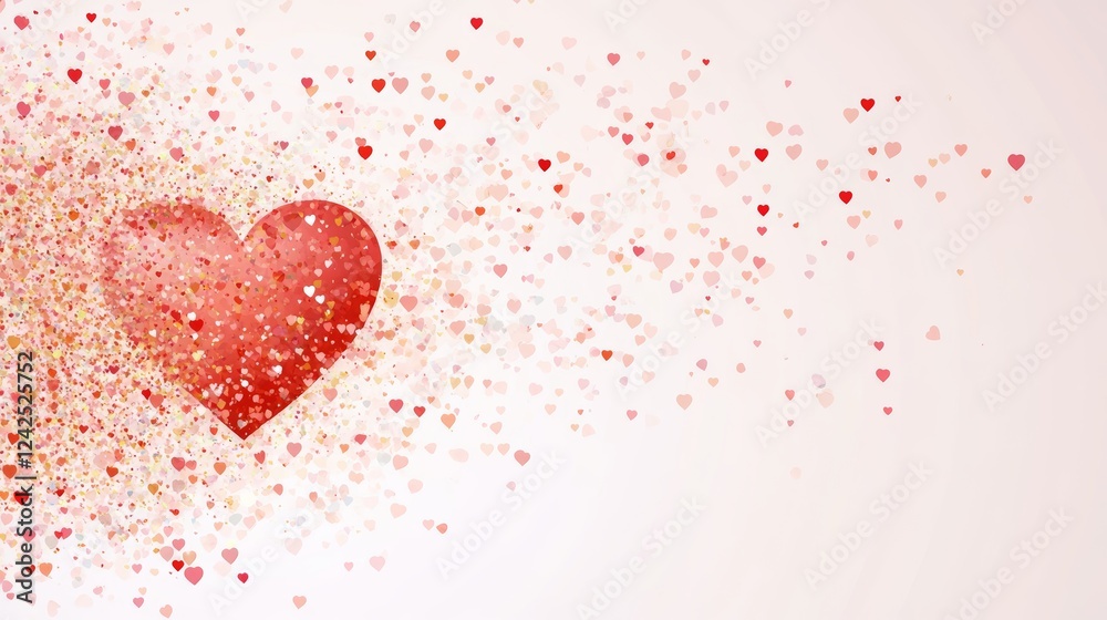 Red Heart Exploding into Pink Heart Confetti Red Heart Exploding into Pink Heart Confetti