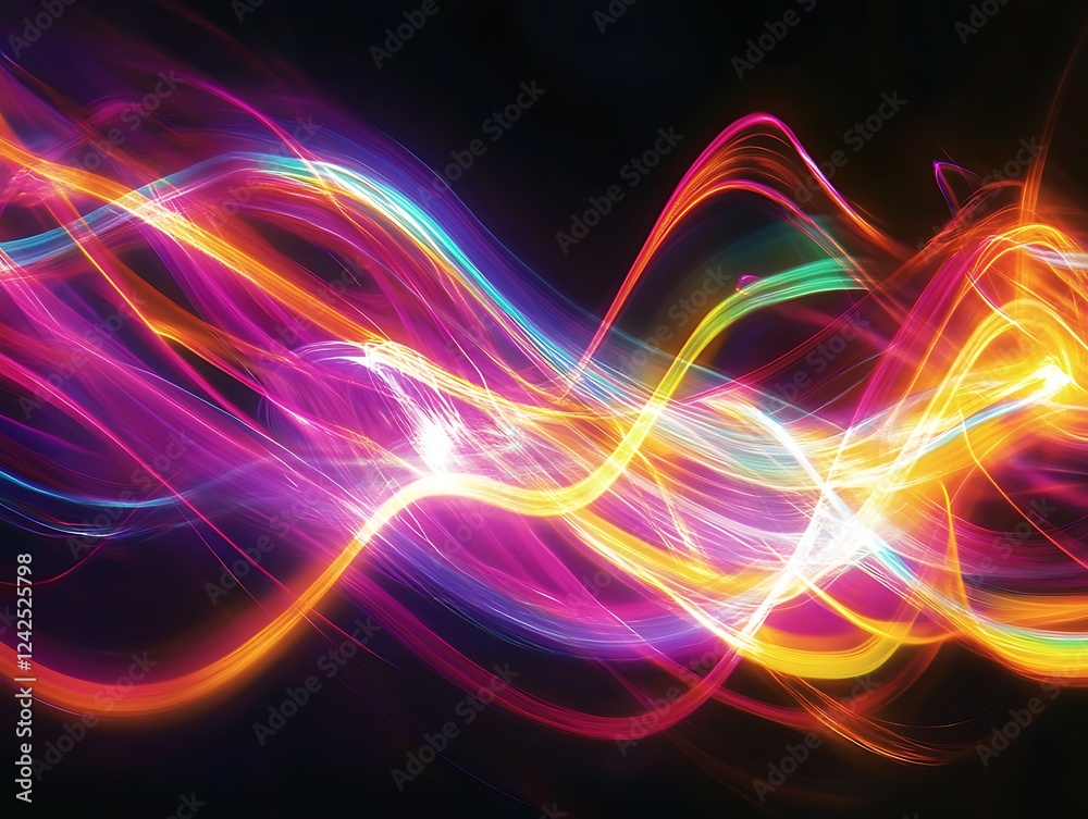 Abstract Glowing Light Trails with Vibrant Colors Creating a Futuristic Energy Wave Effect in a Dynamic Digital Motion Background for Modern and Tech Themes Abstract Glowing Light Trails with Vibrant Colors Creating a Futuristic Energy Wave Effect in a Dynamic Digital Motion Background for Modern and Tech Themes