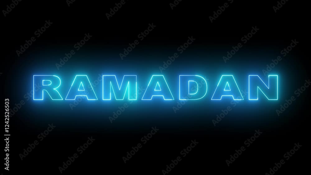 glowing neon text RAMADAN icon animation on black background. 4k animation.
glowing neon text RAMADAN icon animation on black background. 4k animation.