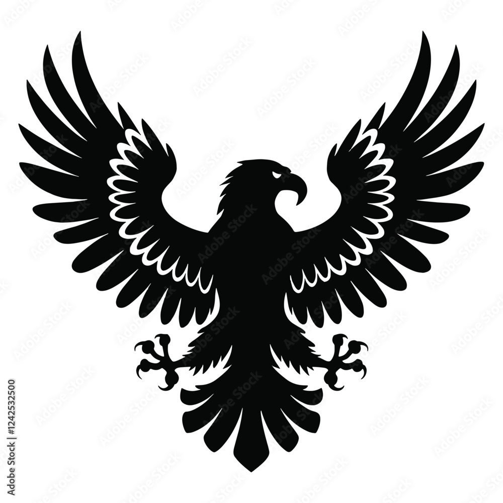 Obraz premium Eagle symbol illustration featuring a bold and dynamic design. Icon design isolated on a white background. Vector illustration