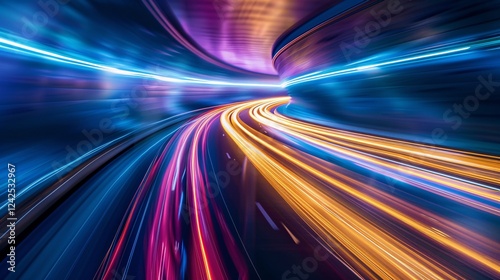 Abstract light trails creating a dynamic composition